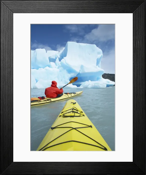 Framed Print : Person kayaking near icebergs, Lago Gray (Lake Gray) (Lake Grey), Torres del Paine National Park Framed Print : Person kayaking near icebergs, Lago Gray (Lake Gray) (Lake Grey), Torres del Paine National Park