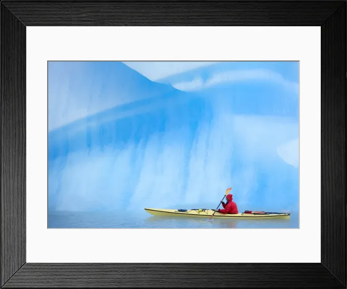 Framed Print : Person kayaking near icebergs, Lago Gray (Lake Gray) (Lake Grey), Torres del Paine National Park Framed Print : Person kayaking near icebergs, Lago Gray (Lake Gray) (Lake Grey), Torres del Paine National Park
