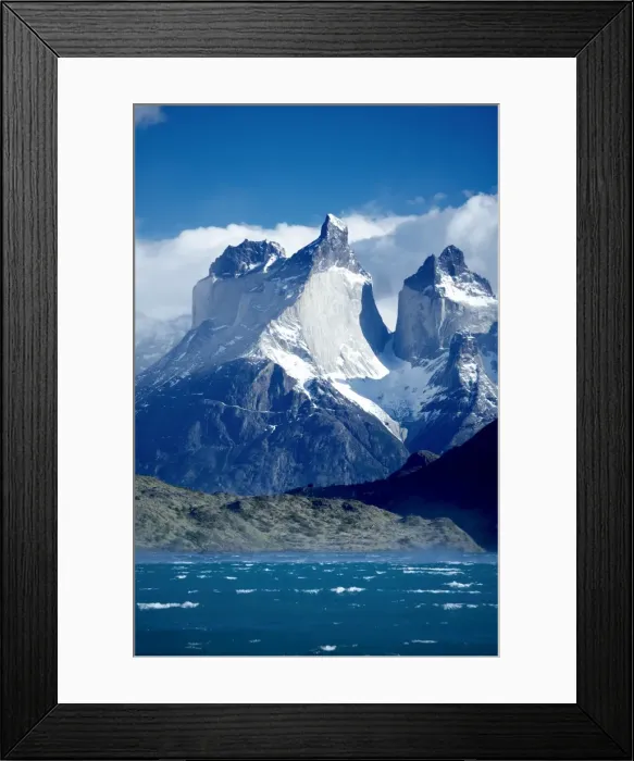 Framed Print : Cuernos del Paine (Horns of Paine) and blue waters of Lake Pehoe, Torres del Paine National Park Framed Print : Cuernos del Paine (Horns of Paine) and blue waters of Lake Pehoe, Torres del Paine National Park