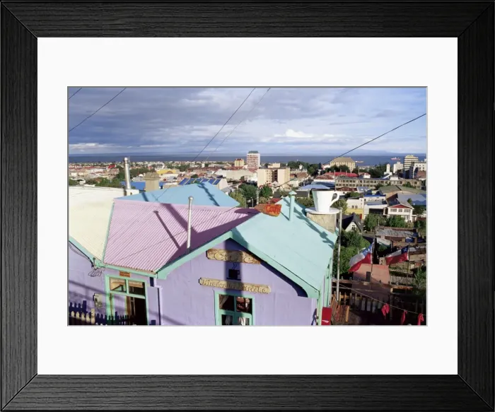 Framed Print : Colourful house and the city, Punta Arenas, Magallanes, Patagonia, Chile, South America Framed Print : Colourful house and the city, Punta Arenas, Magallanes, Patagonia, Chile, South America