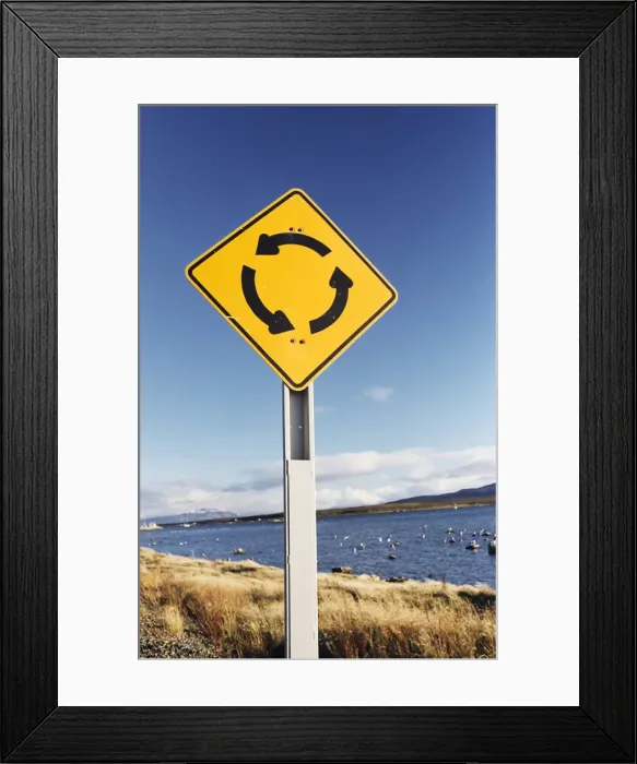 Framed Print : Road sign, Puerto Natales, Chile, South America Framed Print : Road sign, Puerto Natales, Chile, South America