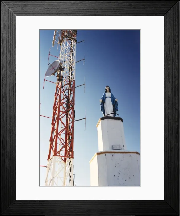 Framed Print : Statue of the Virgin Mary and communications tower, Vicuna, Elqui Valley Framed Print : Statue of the Virgin Mary and communications tower, Vicuna, Elqui Valley