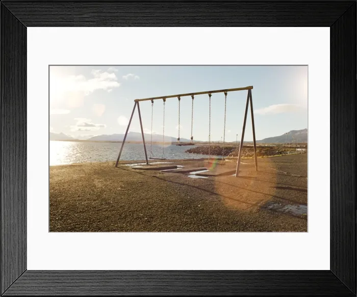 Framed Print : Dog in playground, Puerto Natales, Chile, South America Framed Print : Dog in playground, Puerto Natales, Chile, South America