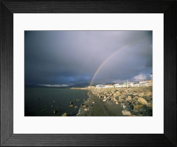 Framed Print : Rainbow over the town of Puerto Natales, Chile, South America Framed Print : Rainbow over the town of Puerto Natales, Chile, South America