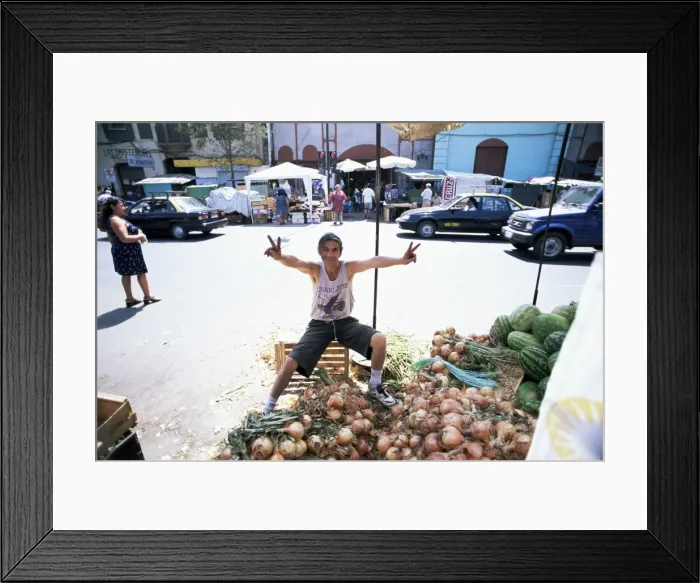 Framed Print : Onions for sale in the largest produce market in the city, Santiago, Chile, South America Framed Print : Onions for sale in the largest produce market in the city, Santiago, Chile, South America