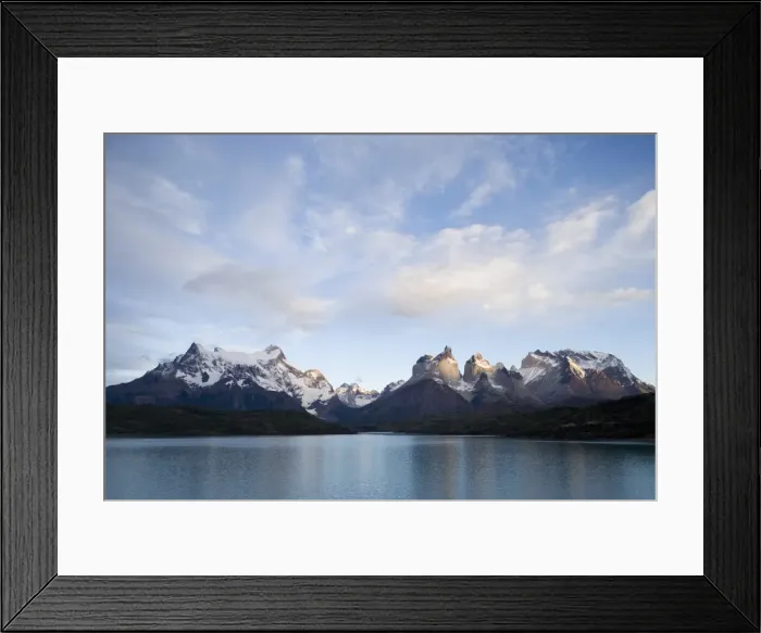 Framed Print : Paine Horns (Cuernos) on right, and Big Paine (Paine Grande) on left seen from Lago Pehoe Framed Print : Paine Horns (Cuernos) on right, and Big Paine (Paine Grande) on left seen from Lago Pehoe