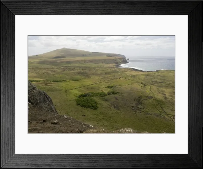 Framed Print : Poike Peninsula from Ranu Raraku Volcano, Easter Island (Rapa Nui), Chile, South America Framed Print : Poike Peninsula from Ranu Raraku Volcano, Easter Island (Rapa Nui), Chile, South America