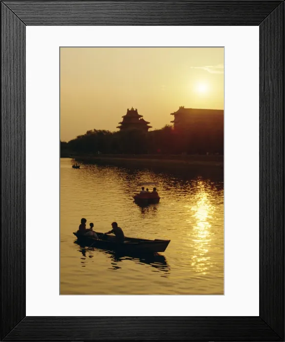 Framed Print : Rowing boats on lake near the Forbidden City, Beijing, China Framed Print : Rowing boats on lake near the Forbidden City, Beijing, China