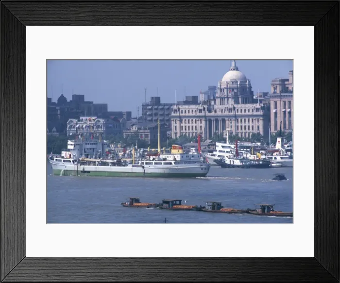 Framed Print : Shipping on the Huangpu River in the city of Shanghai, China, Asia Framed Print : Shipping on the Huangpu River in the city of Shanghai, China, Asia