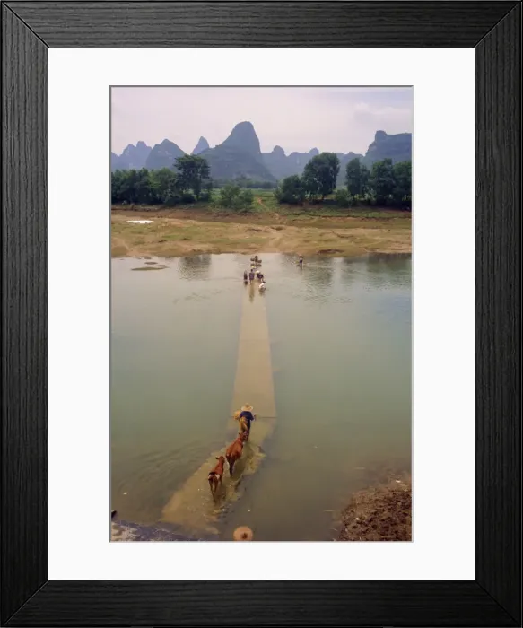 Framed Print : Crossing the Li River, Fuli, China