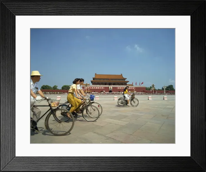 Framed Print : People cycling through Tiananmen Square outside the Forbidden City, Beijing, China, Asia Framed Print : People cycling through Tiananmen Square outside the Forbidden City, Beijing, China, Asia
