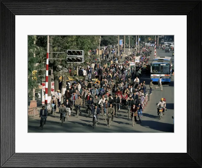 Framed Print : Bicycles in the rush hour, Kunming, Yunnan province, China, Asia Framed Print : Bicycles in the rush hour, Kunming, Yunnan province, China, Asia