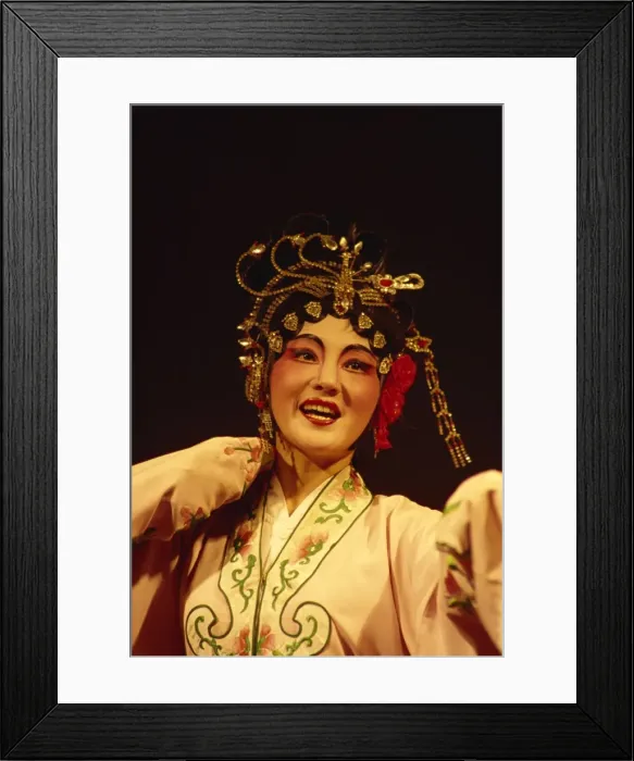 Framed Print : Portrait of an actor performing a Chinese play during the Hungry Ghost festival celebrations at Causeway Bay, Hong Kong Framed Print : Portrait of an actor performing a Chinese play during the Hungry Ghost festival celebrations at Causeway Bay, Hong Kong