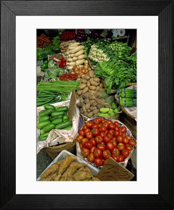 Framed Print : Vegetables for sale on a stall in Hong Kong, China, Asia Framed Print : Vegetables for sale on a stall in Hong Kong, China, Asia