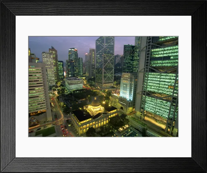 Framed Print : City skyline of Central Hong Kong at night, China, Asia Framed Print : City skyline of Central Hong Kong at night, China, Asia