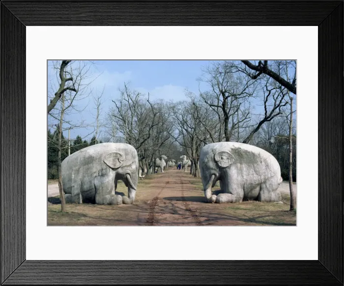 Framed Print : Elephant statues on Sacred Way, Ming Tombs, Nanking, China, Asia Framed Print : Elephant statues on Sacred Way, Ming Tombs, Nanking, China, Asia