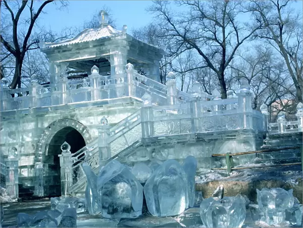Architectural ice sculpture, Harbin, Heilangjiang Province, China, Asia
