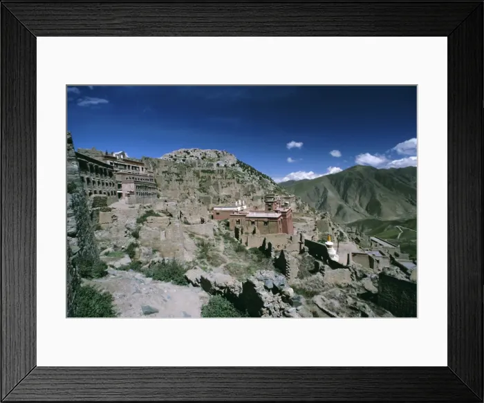 Framed Print : Rebuilding, Ganden monastery, Tibet, China, Asia Framed Print : Rebuilding, Ganden monastery, Tibet, China, Asia