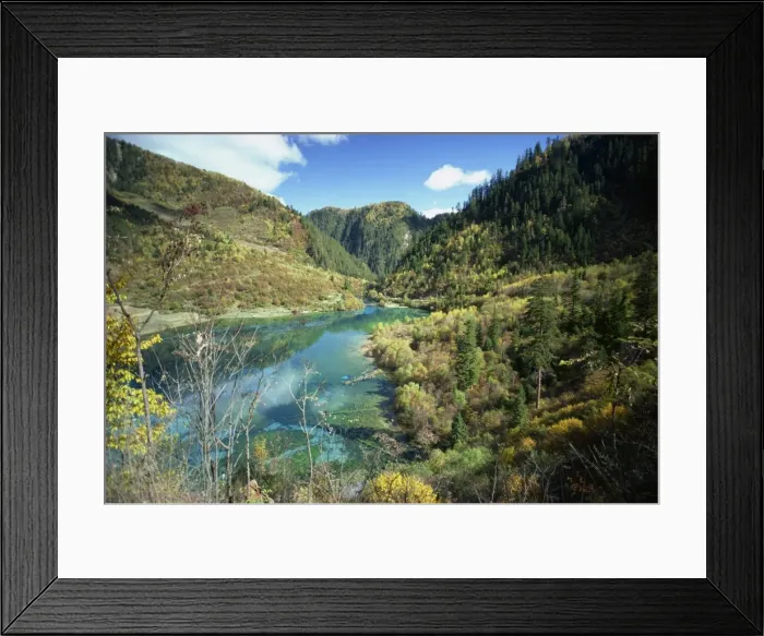 Framed Print : Lake and forests at Jiuzhaigou in Sichuan Province, China, Asia Framed Print : Lake and forests at Jiuzhaigou in Sichuan Province, China, Asia