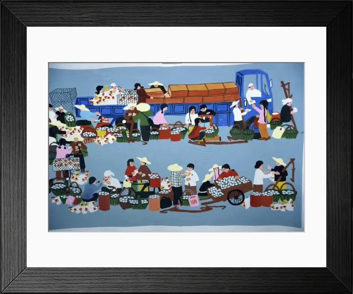 Framed Print : Huxien paintings of a market scene done by farmers in Xian, China, Asia Framed Print : Huxien paintings of a market scene done by farmers in Xian, China, Asia