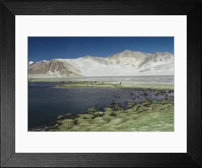 Framed Print : Lake and mountains in the area of the Karakoram Highway, China Framed Print : Lake and mountains in the area of the Karakoram Highway, China