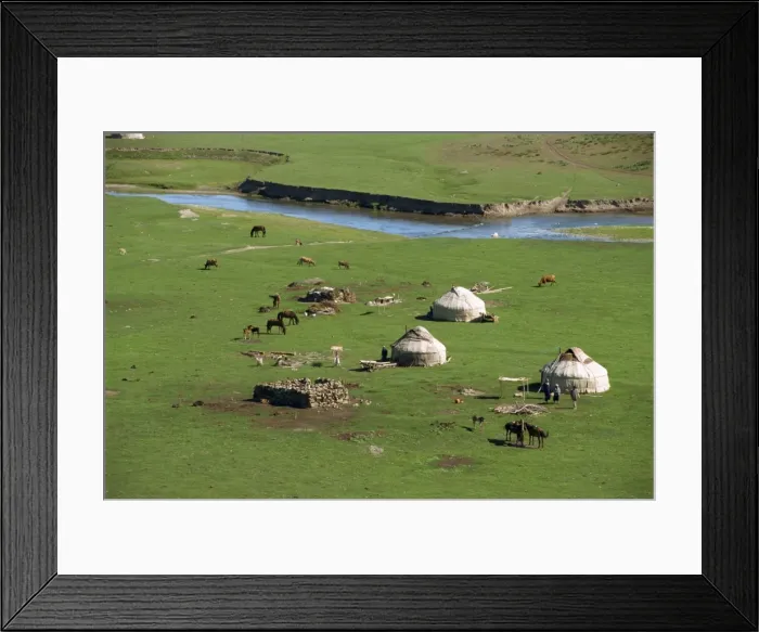 Framed Print : Kazak yurts in the summer in the Altay mountains, NE Xinjiang, China, Asia Framed Print : Kazak yurts in the summer in the Altay mountains, NE Xinjiang, China, Asia