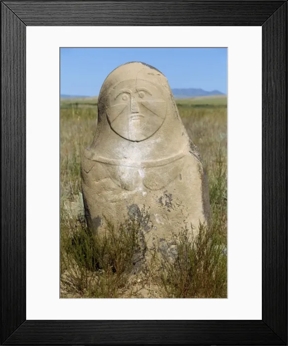 Framed Print : Carved figure at the Kayinarl Tombs, Turkic from 2nd century BC to 7th century AD Framed Print : Carved figure at the Kayinarl Tombs, Turkic from 2nd century BC to 7th century AD
