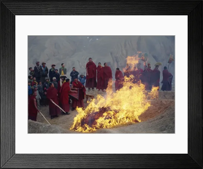 Framed Print : Burning evil at Losar (new year), Tongren, Qinghai, China, Asia Framed Print : Burning evil at Losar (new year), Tongren, Qinghai, China, Asia