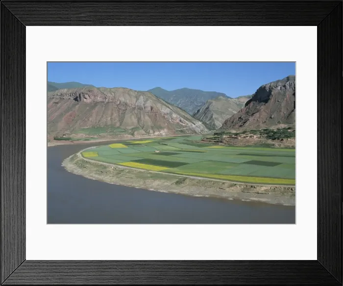 Framed Print : Rape and barley fields by the Yellow River at Lajia, Qinghai Province, China, Asia Framed Print : Rape and barley fields by the Yellow River at Lajia, Qinghai Province, China, Asia