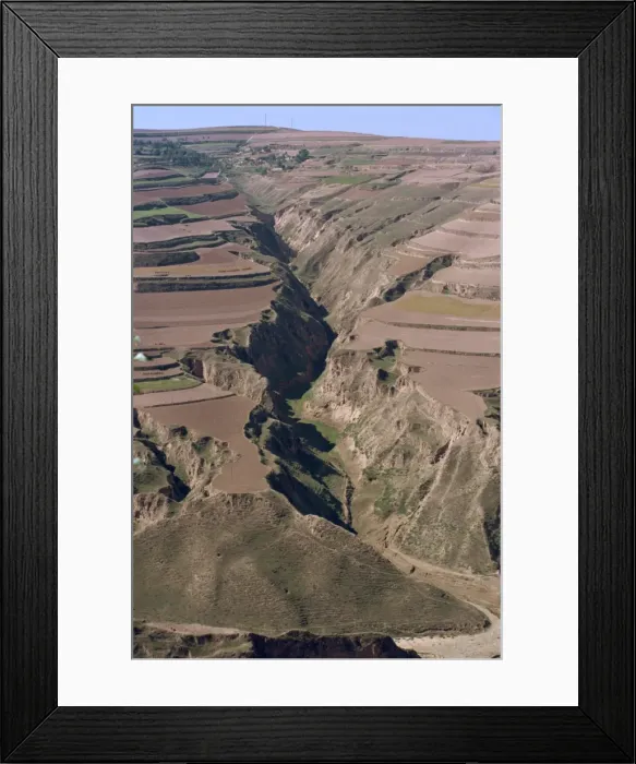Framed Print : Terracing at harvest time, near Lanzhou, Gansu Province, China, Asia Framed Print : Terracing at harvest time, near Lanzhou, Gansu Province, China, Asia