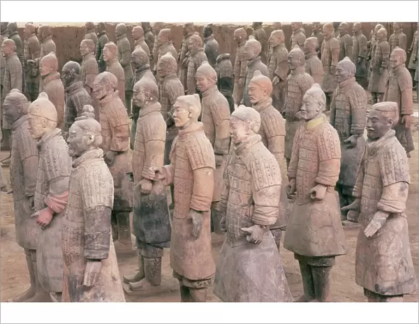 Terracotta figures from the 2000 year old Army of Terracotta Warriors, Xian
