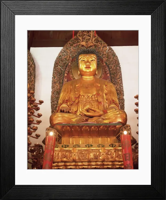 Framed Print : Gold seated Buddha statue, Heavenly King Hall, Jade Buddha Temple, Yufo Si Framed Print : Gold seated Buddha statue, Heavenly King Hall, Jade Buddha Temple, Yufo Si