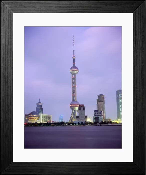 Framed Print : View across river at dusk to the new Pudong district skyline, Huangpu River Framed Print : View across river at dusk to the new Pudong district skyline, Huangpu River