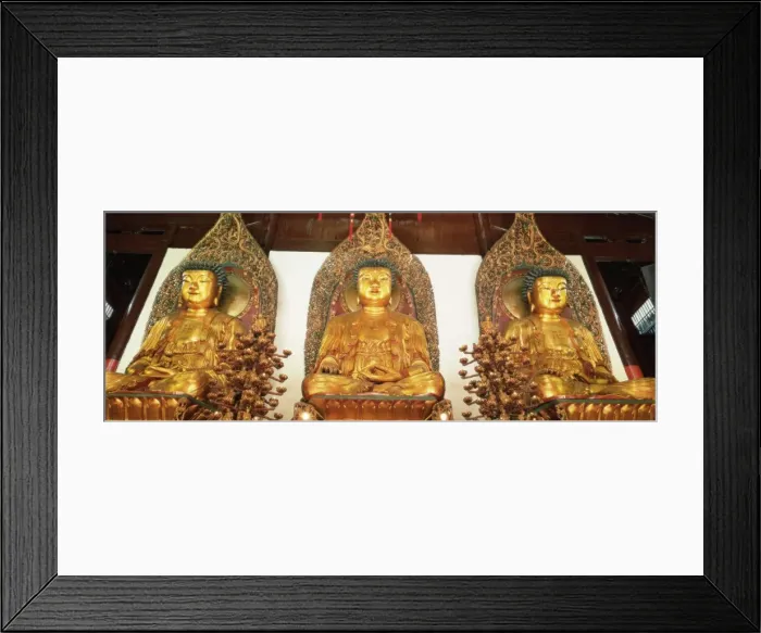 Framed Print : Medicine, Sakyamuni and Amithaba gold Buddha statues, Heavenly King Hall Framed Print : Medicine, Sakyamuni and Amithaba gold Buddha statues, Heavenly King Hall