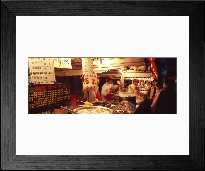 Framed Print : Food stalls, Donghua Yeshi night market, Beijing, China, Asia Framed Print : Food stalls, Donghua Yeshi night market, Beijing, China, Asia