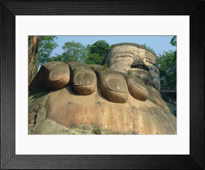 Framed Print : Head and fingers of the Giant Buddha statue of Lechan, south west China Framed Print : Head and fingers of the Giant Buddha statue of Lechan, south west China