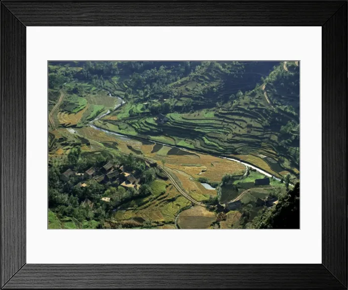Framed Print : Farms and rice paddies, Shuicheng, Guizhou, China, Asia Framed Print : Farms and rice paddies, Shuicheng, Guizhou, China, Asia