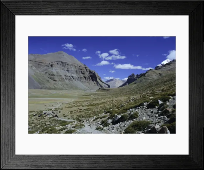 Framed Print : Path into Lha Chu canyon, on the kora, path round mountain sacred to Buddhists and Hindus, Mount Kailas (Kailash), Tibet, China Framed Print : Path into Lha Chu canyon, on the kora, path round mountain sacred to Buddhists and Hindus, Mount Kailas (Kailash), Tibet, China