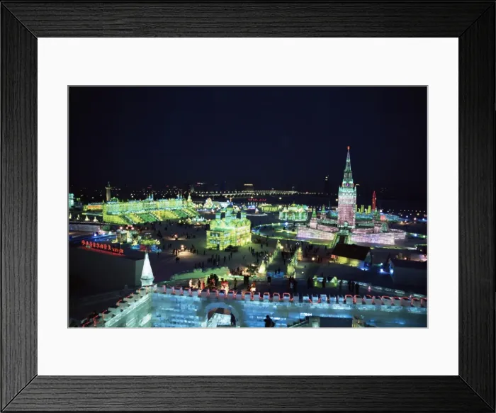 Framed Print : Ice sculptures lit at night, Ice Lantern Festival, Bingdeng Jie, Harbin city Framed Print : Ice sculptures lit at night, Ice Lantern Festival, Bingdeng Jie, Harbin city