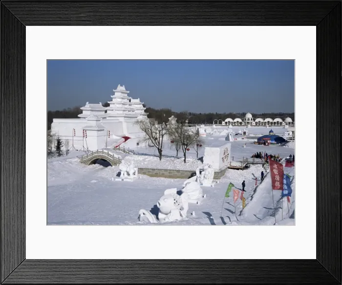 Framed Print : Snow sculptures in Taiyangdao Park, Ice Lantern Festival, Bingdeng Jie Framed Print : Snow sculptures in Taiyangdao Park, Ice Lantern Festival, Bingdeng Jie