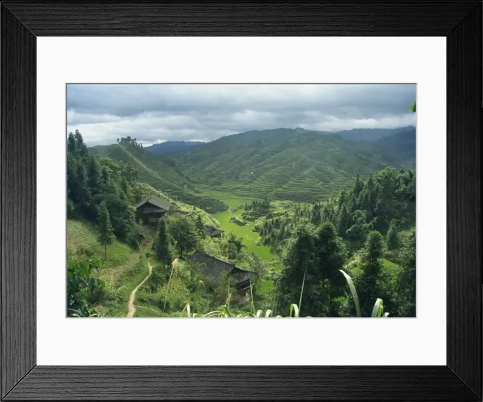 Framed Print : Aerial view over terraced valley between Taijang and Fanpai, Guizhou Province Framed Print : Aerial view over terraced valley between Taijang and Fanpai, Guizhou Province