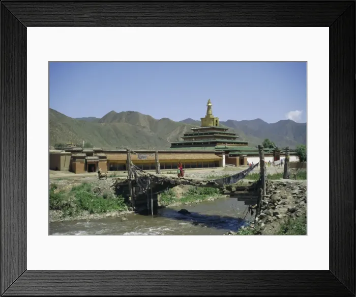 Framed Print : Bridge at Xiahe, Gansu Province, China, Asia Framed Print : Bridge at Xiahe, Gansu Province, China, Asia