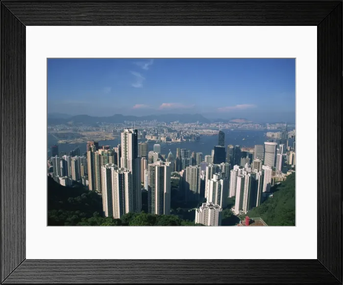 Framed Print : Aerial view from Victoria Peak over Hong Kong Harbour, China, Asia Framed Print : Aerial view from Victoria Peak over Hong Kong Harbour, China, Asia