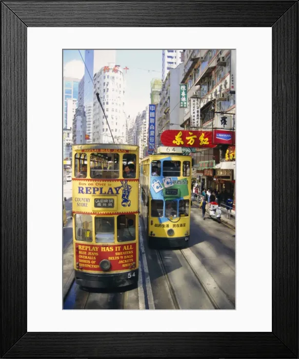 Framed Print : Trams in Wan Chai (Wanchai), Hong Kong, China Framed Print : Trams in Wan Chai (Wanchai), Hong Kong, China