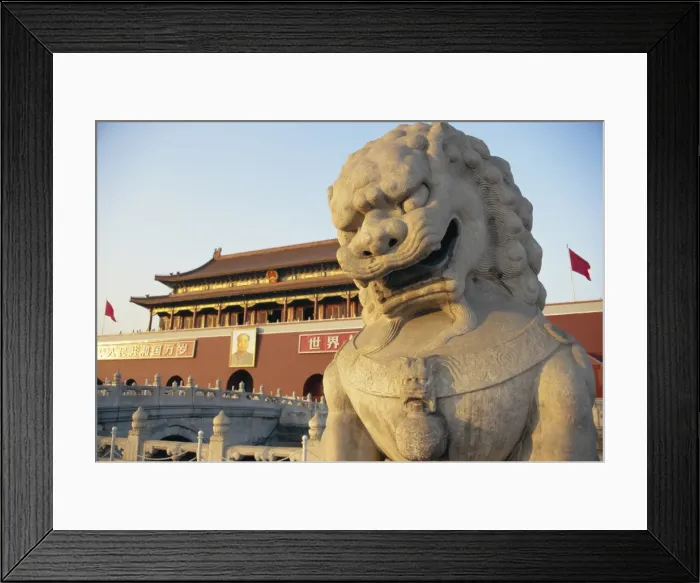 Framed Print : Lion and Tienanmen Gate in the city of Beijing, China Framed Print : Lion and Tienanmen Gate in the city of Beijing, China