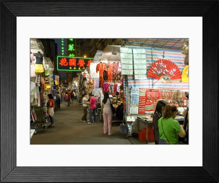 Framed Print : Street market at night, Mongkok, Kowloon, Hong Kong, China, Asia Framed Print : Street market at night, Mongkok, Kowloon, Hong Kong, China, Asia