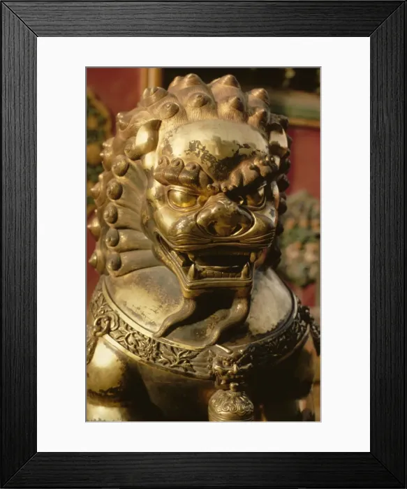 Framed Print : Close-up of bronze lion statue, Forbidden City, Beijing, China, Asia Framed Print : Close-up of bronze lion statue, Forbidden City, Beijing, China, Asia