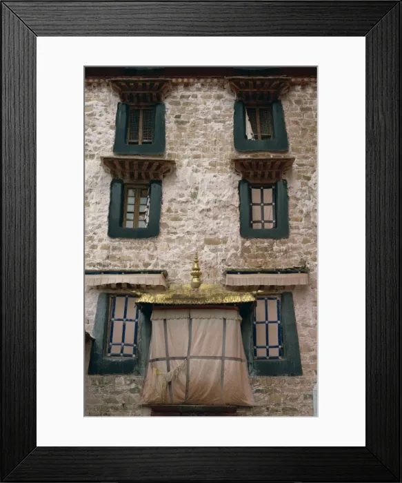 Framed Print : Close-up of window architecture in a building in Lhasa, Tibet, China, Asia Framed Print : Close-up of window architecture in a building in Lhasa, Tibet, China, Asia