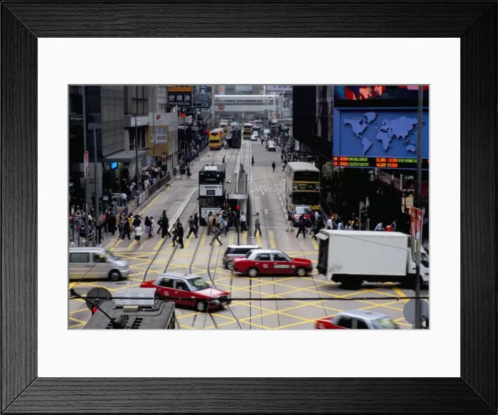 Framed Print : Busy street, Des Voeux Road, Central, Hong Kong Island, Hong Kong, China, Asia Framed Print : Busy street, Des Voeux Road, Central, Hong Kong Island, Hong Kong, China, Asia