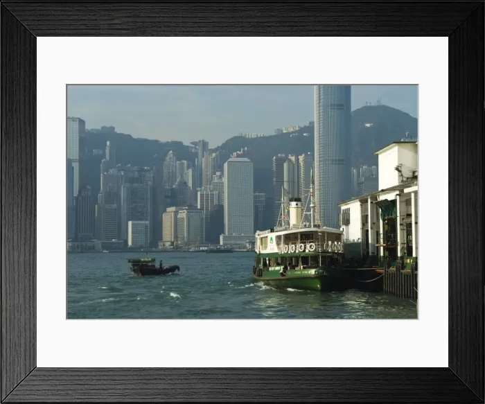 Framed Print : Small fishing boat and Star Ferry, Victoria Harbour, Hong Kong, China, Asia